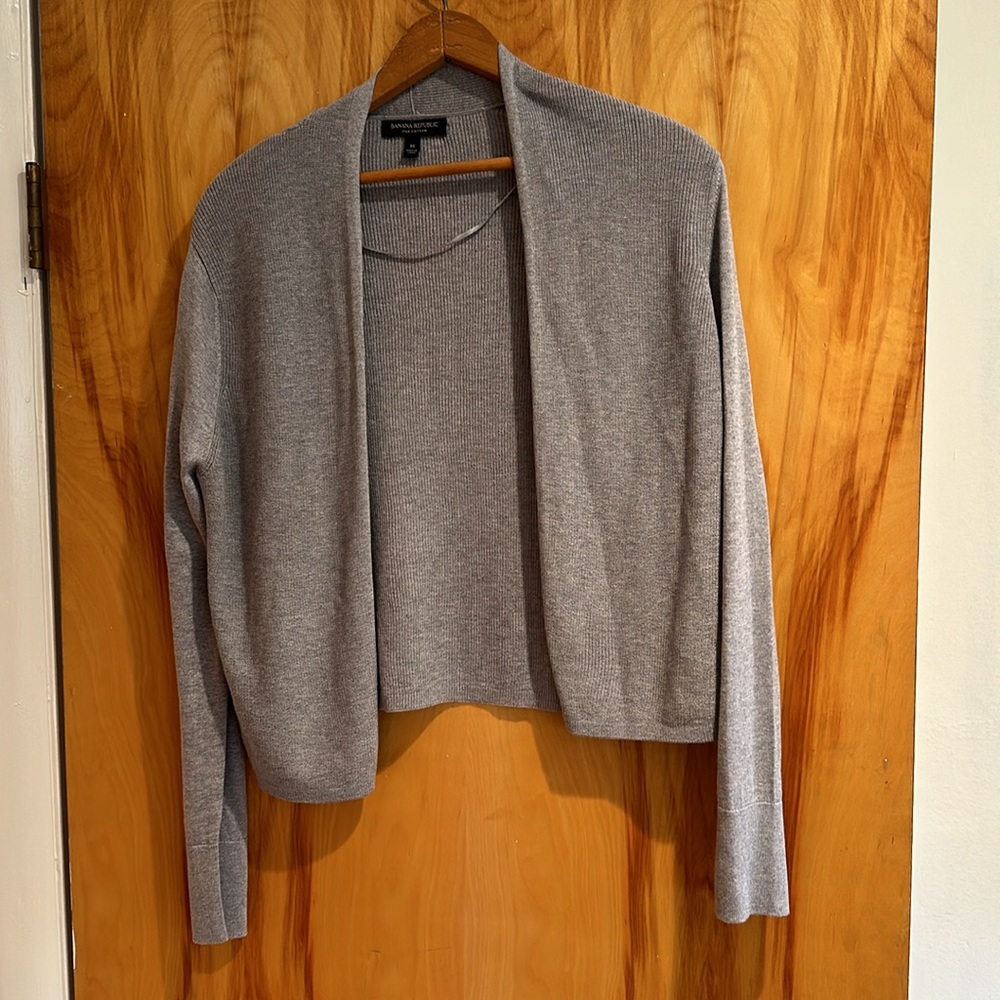 Banana Republic Silk Cotton Gray Cardigan size M